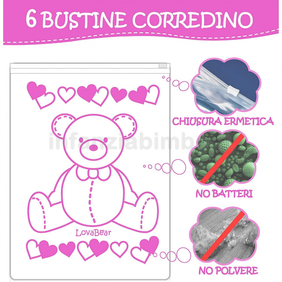 Bustine per Corredino - Orsetto Rosa 2