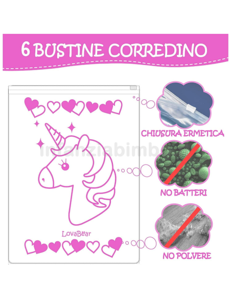 Bustine per Corredino - Unicorno Fuxia Bustine per Corredino - Unicorno Fuxia
