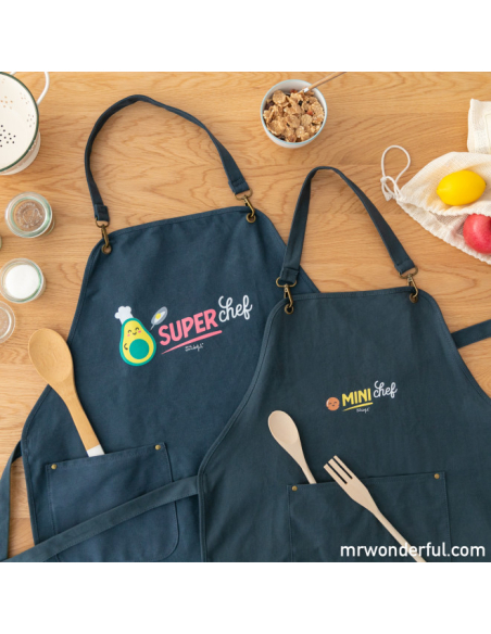 Set di grembiuli per adulto + bambino - Superchef e Minichef