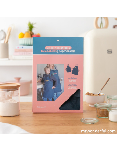 Set di grembiuli per adulto + bambino - Superchef e Minichef