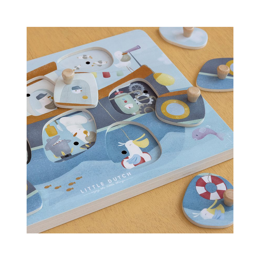Puzzle sonoro in legno con forme a incastro Sailors Bay 2