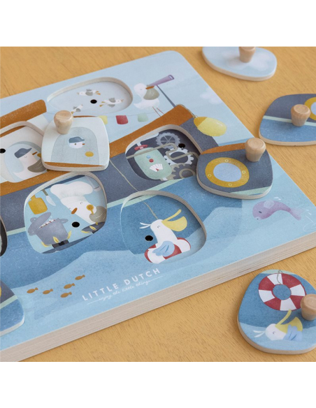 Puzzle sonoro in legno con forme a incastro Sailors Bay