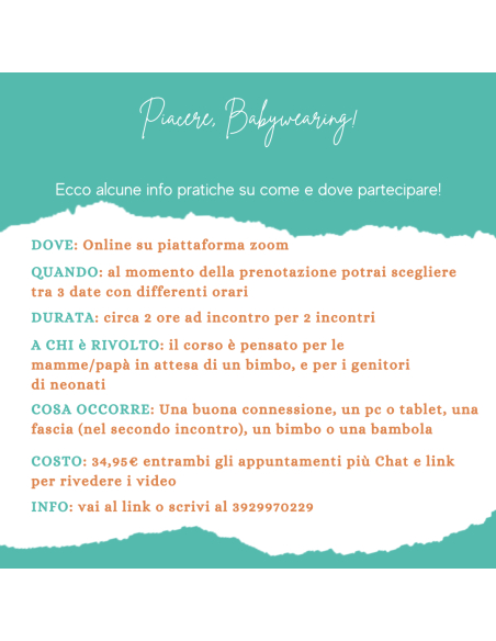 Piacere, Babywearing! Percordo online di due incontri sul portare.