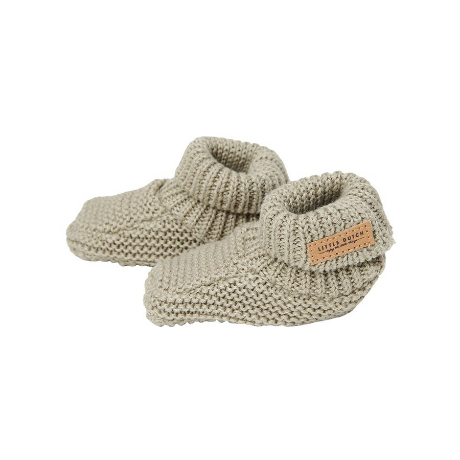 Babbucce neonato in tricot Olive 2