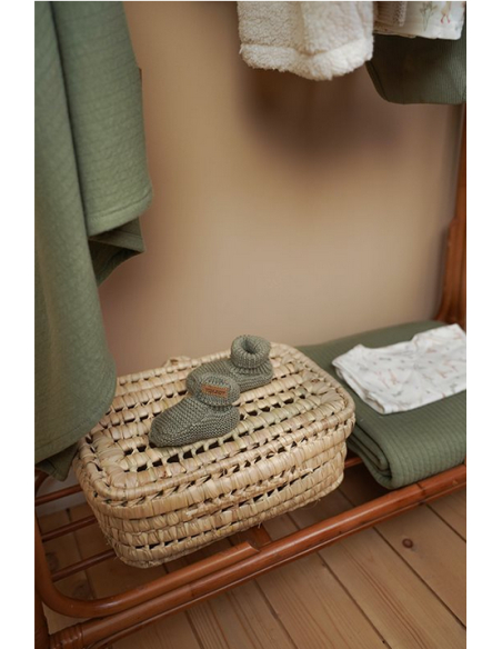 Babbucce neonato in tricot Olive Babbucce neonato in tricot Olive