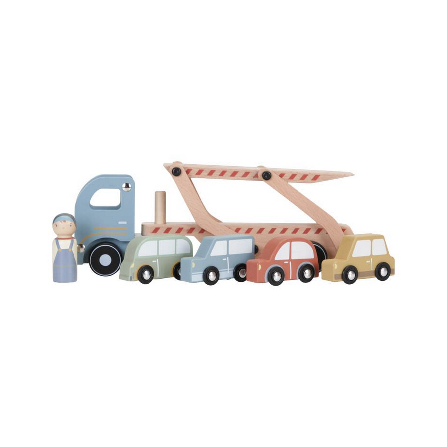 Camioncino in legno con rimorchio e macchinine 2