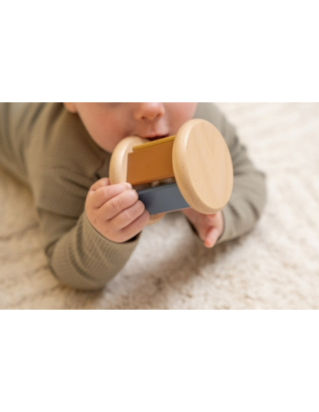 Vintage Roller Rattle sonaglio legno