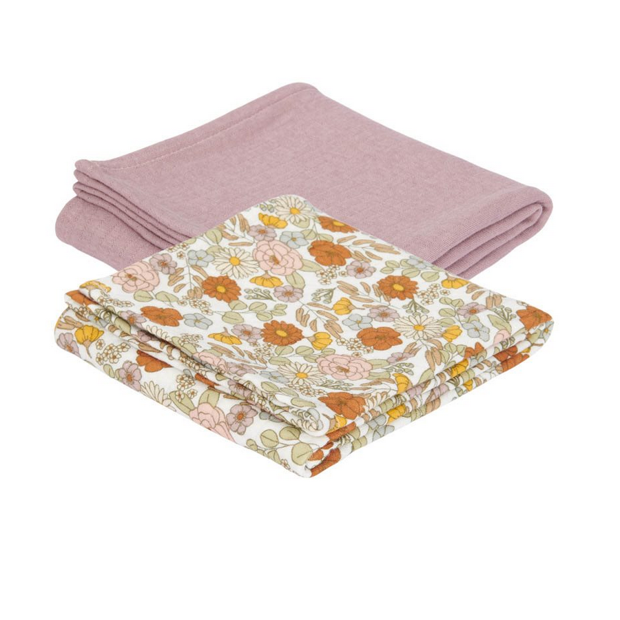 Mussole Vintage Little Flowers/Pure Mauve - Set 2 pezzi 70x70cm 2