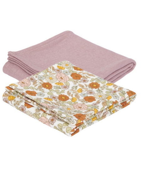 Mussole Vintage Little Flowers/Pure Mauve - Set 2 pezzi 70x70cm Mussole Vintage Little Flowers/Pure Mauve - Set 2 pezzi 70x70cm