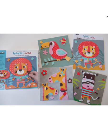 Quadri facili, ritratti in rilievo "Animali della Savana"