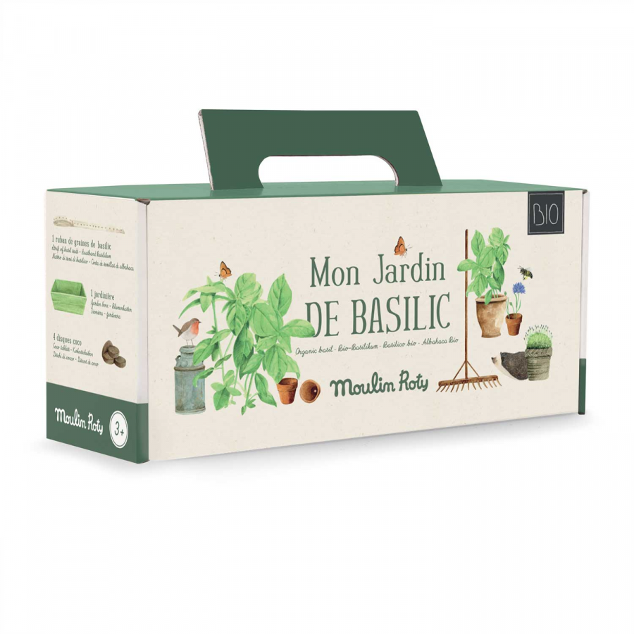 Kit il piccolo giardiniera con basilico biologico da coltivare e vaso