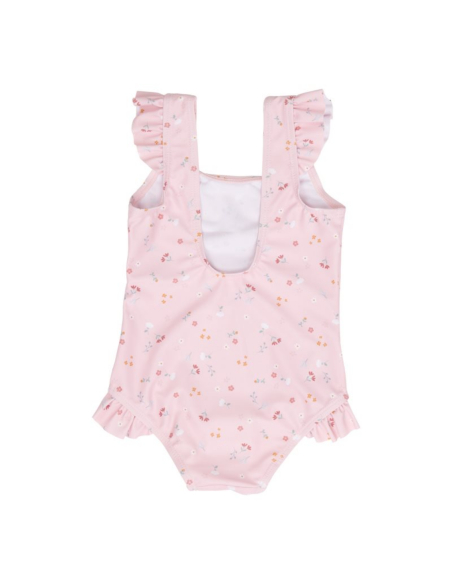 Costume intero con volant bimba Little Pink Flowers UPF 50+