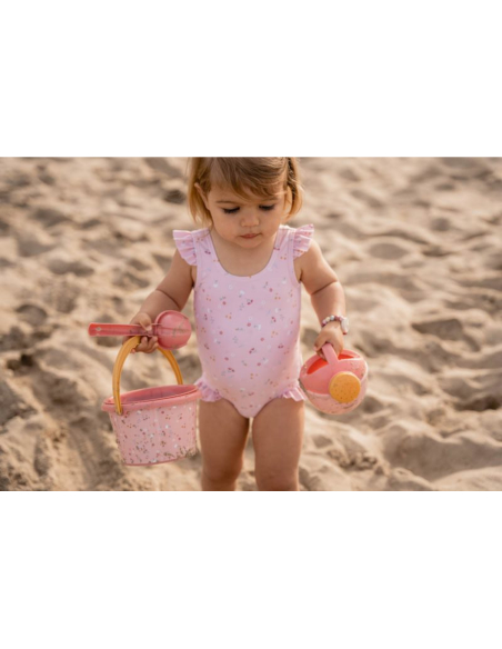 Costume intero con volant bimba Little Pink Flowers UPF 50+