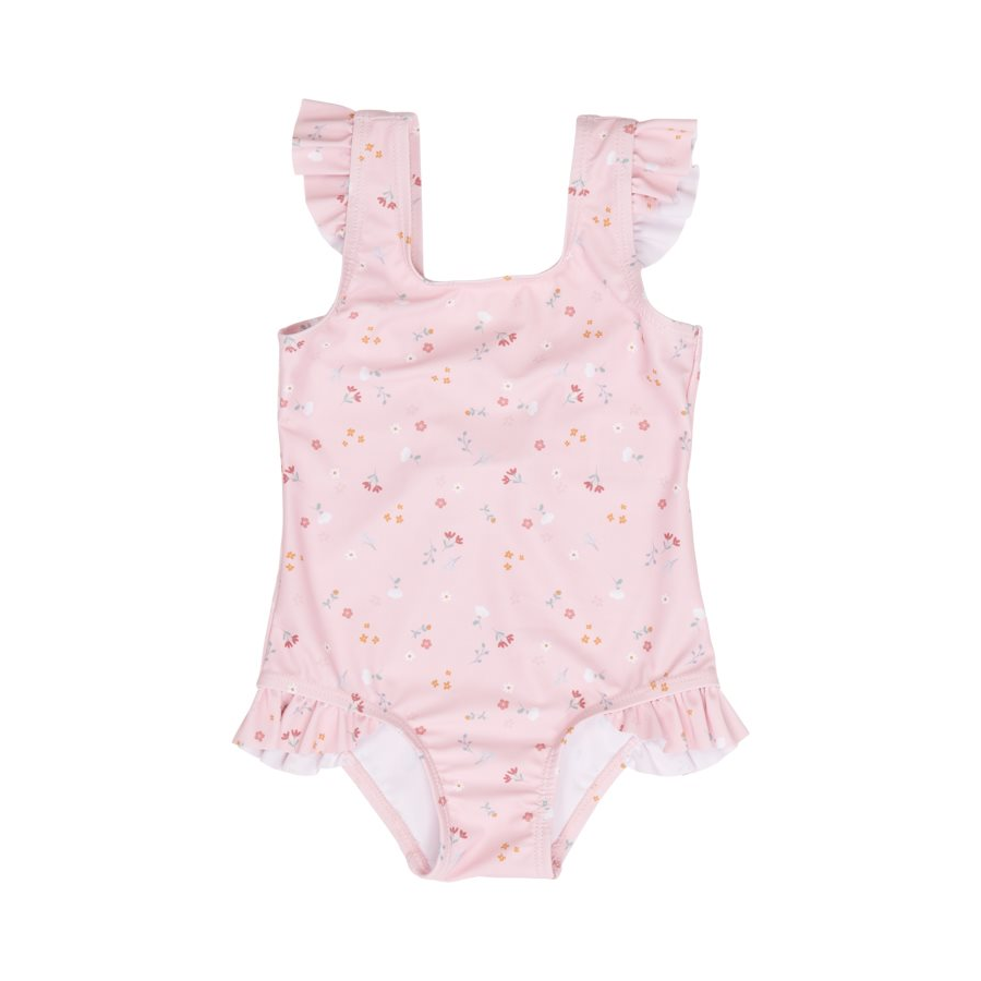Costume intero con volant bimba Little Pink Flowers UPF 50+