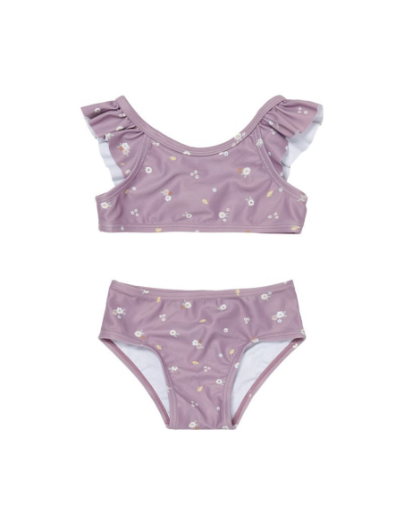 Costume due pezzi con volant bimba Mauve Blossom UPF 50+