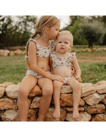 Costume due pezzi con volant bimba Vintage Little Flowers UPF 50+