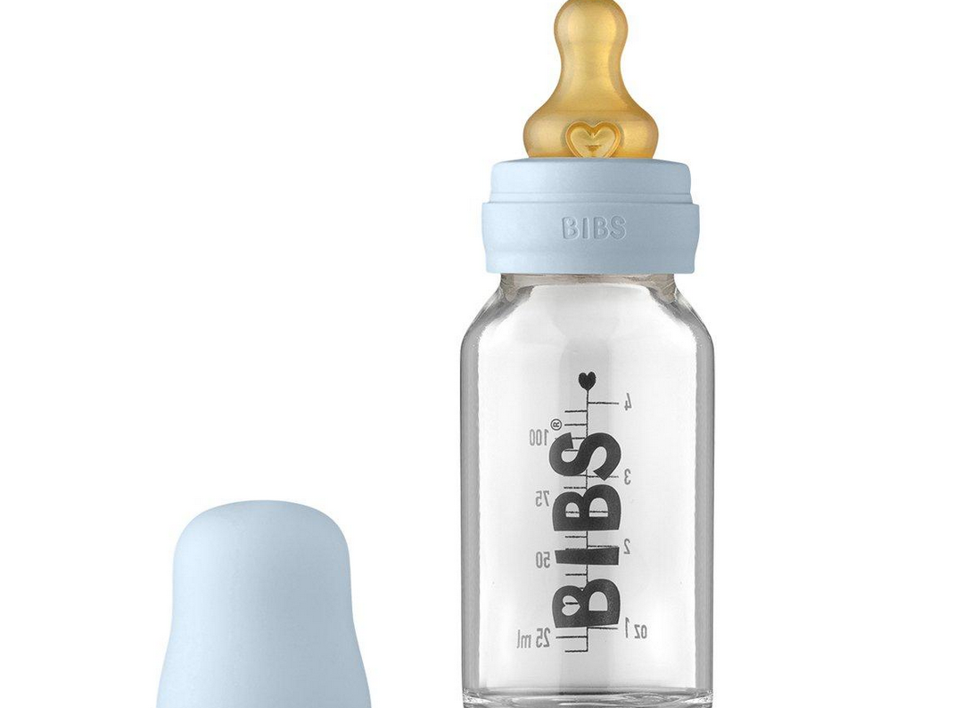 Set Completo Biberon in Vetro - Baby Blue - 110 ml - Le meraviglie