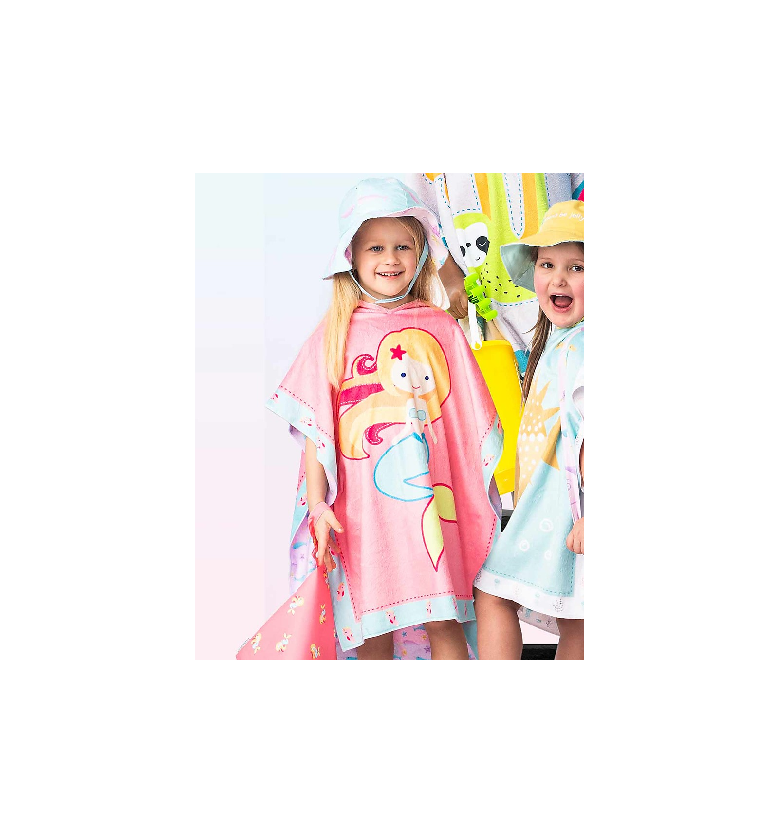 Accappatoio Poncho Reversibile Sirenetta/Narvalo - 61 x 61 cm (2-6 anni) -  FlapJackKids