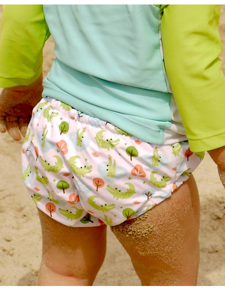 Set Baby Costumino Contenitivo + Cappellino,  COCCODRILLO con protezione solare UPF 50+ Set Baby Costumino Contenitivo + Cappellino,  COCCODRILLO con protezione solare UPF 50+