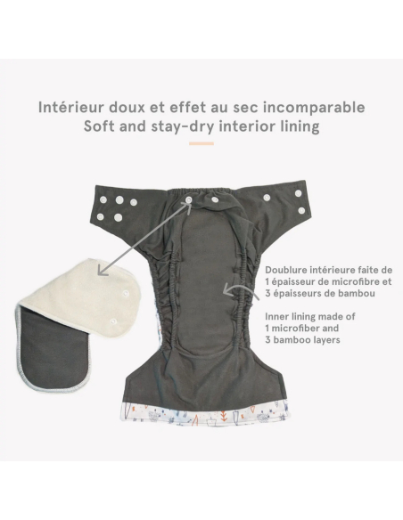 Pannolino lavabile AIO (all in one) - Pesche LPO ECO