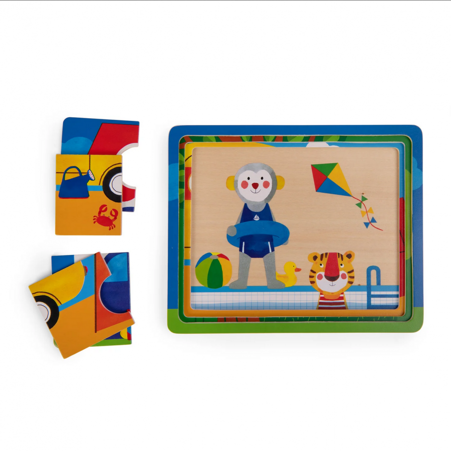 Puzzle in legno su 3 livelli Les Popipop 2