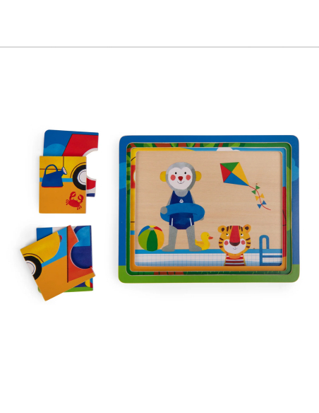 Puzzle in legno su 3 livelli Les Popipop