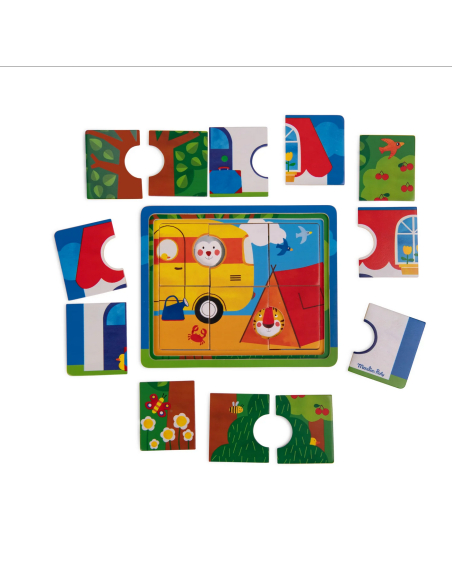 Puzzle in legno su 3 livelli Les Popipop