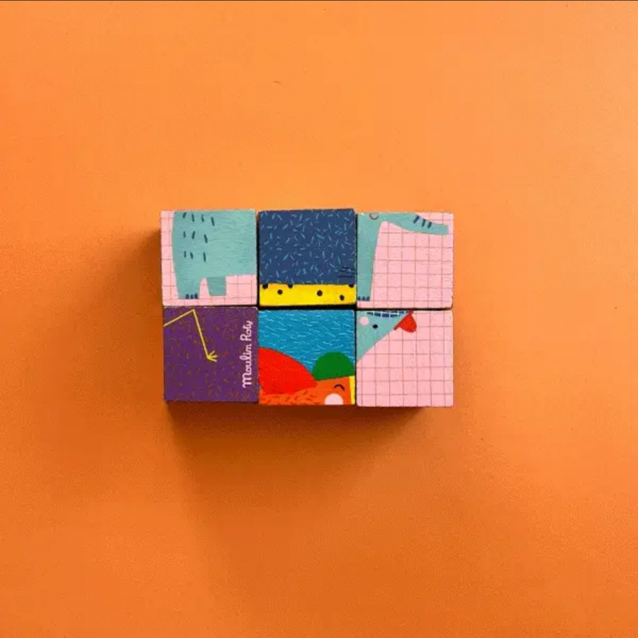 Puzzle 6 cubi in legno - Gli animali 2