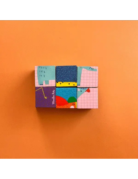 Puzzle 6 cubi in legno - Gli animali