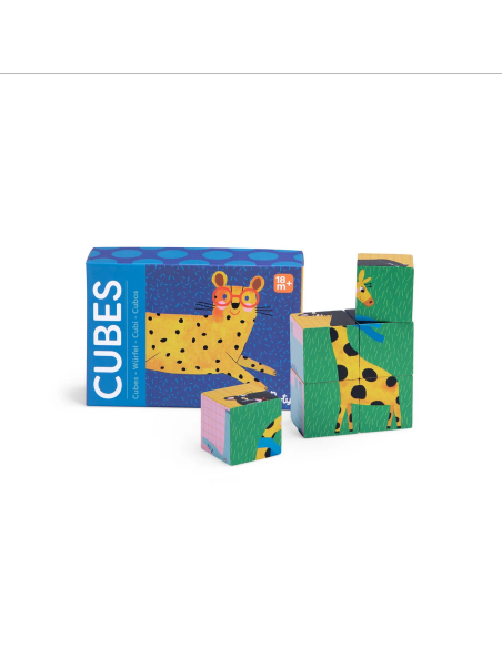Puzzle 6 cubi in legno - Gli animali