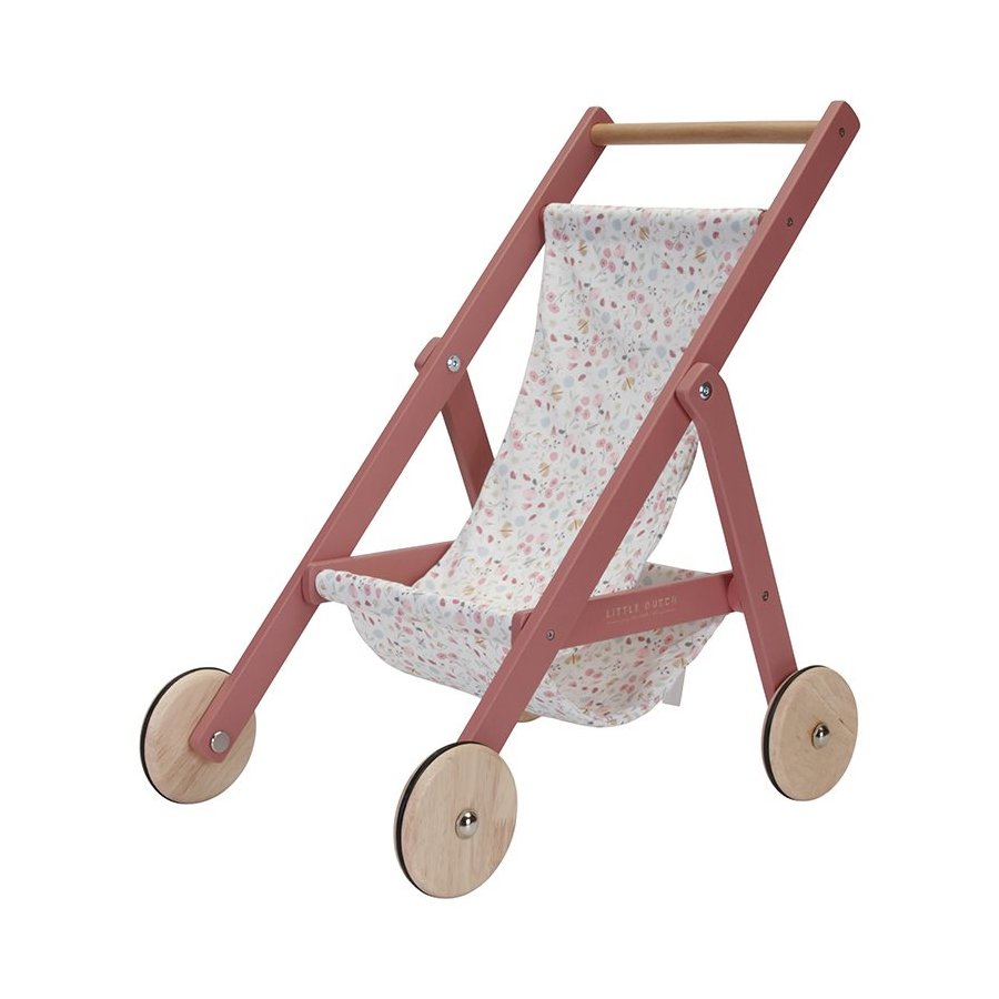 Passeggino in legno per bambole Flowers&Butterly