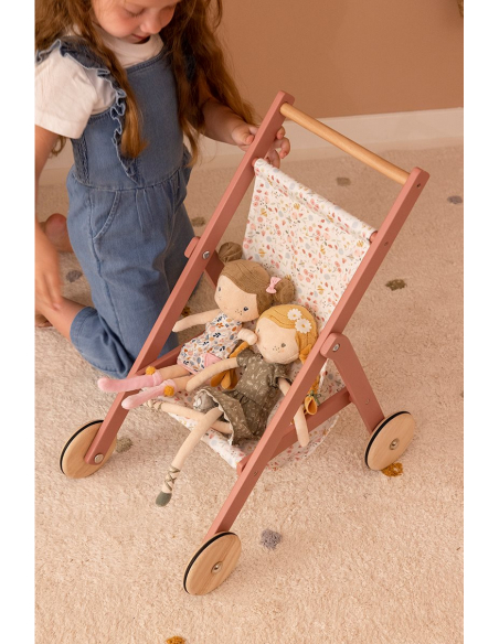 Passeggino in legno per bambole Flowers&Butterly