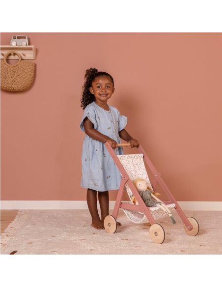 Passeggino in legno per bambole Flowers&Butterly