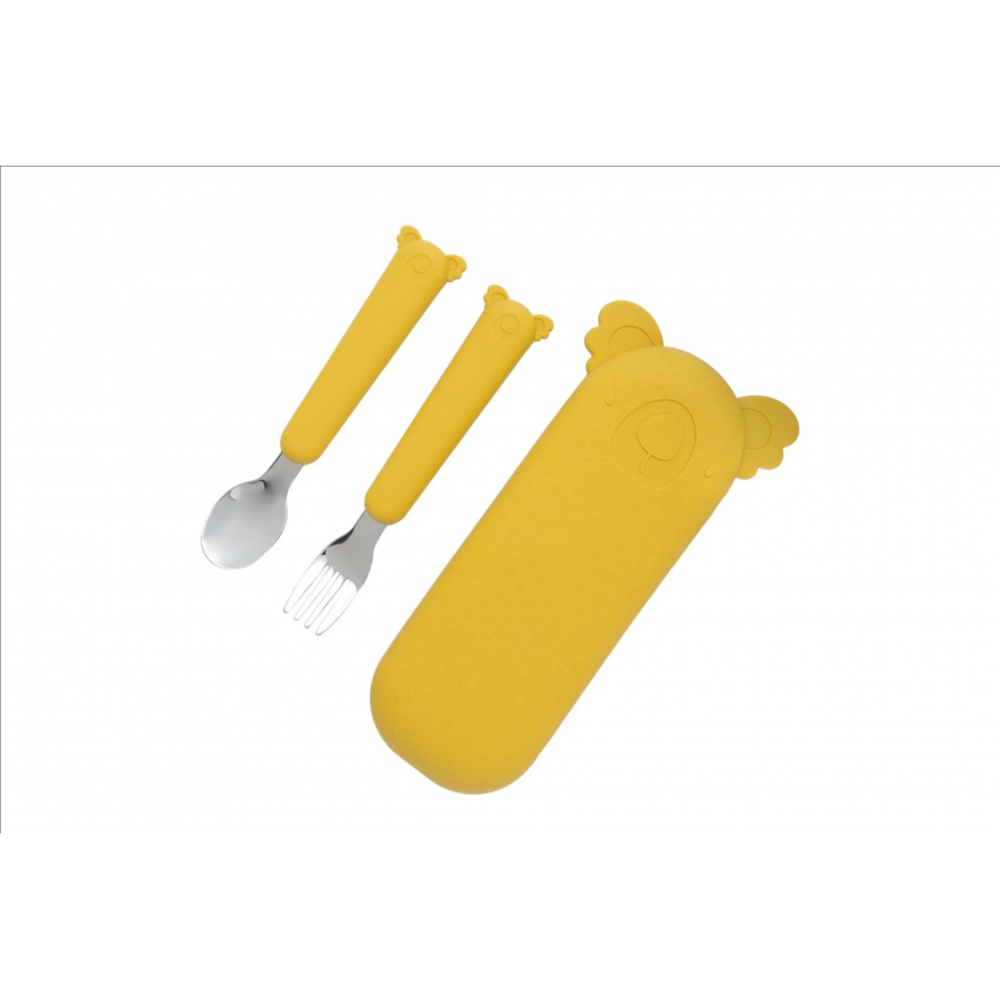 SET POSATE ZOE IL KOALA CON CUSTODIA IN SILICONE - SENAPE 2