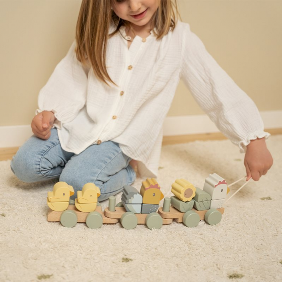 Trenino in legno impilabile Galletto Little Farm 2