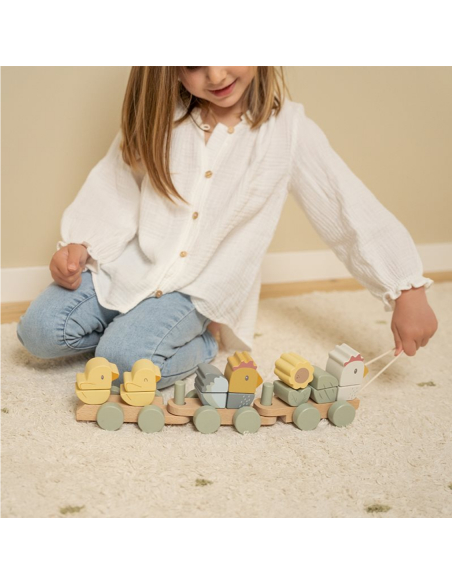 Trenino in legno impilabile Galletto Little Farm