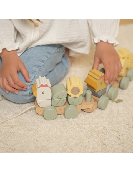 Trenino in legno impilabile Galletto Little Farm