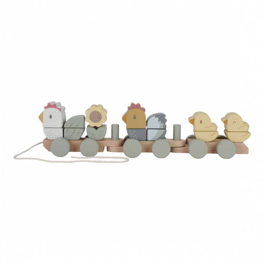 Trenino in legno impilabile Galletto Little Farm