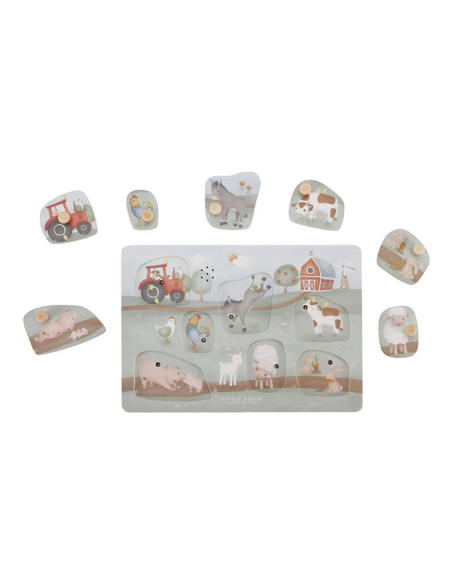 Puzzle Sonoro In legno Con Forme a Incastro - Little Farm