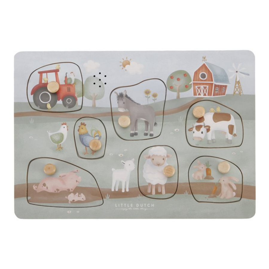 Puzzle Sonoro In legno Con Forme a Incastro - Little Farm