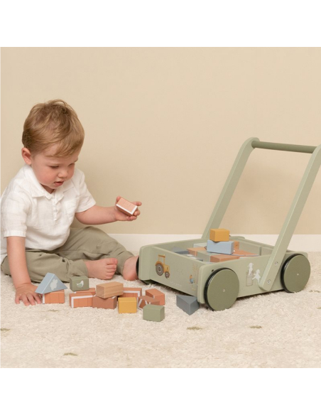 Carrellino Con Costruzioni Di Legno - Little Farm