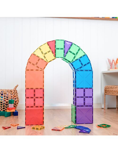Connetix - Tessere Magnetiche - 60 Pezzi - Pacco Iniziale - Arcobaleno