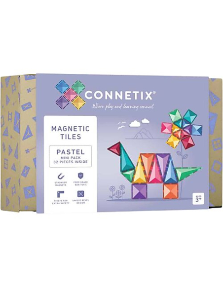 Connetix - 32 Pezzi - Tessere Magnetiche - Confezione Mini - Pastello