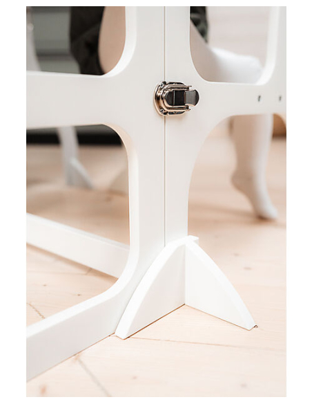 Torre Montessoriana Convertibile Step'n'Sit - Legno - Bianco con Cinghie Argento