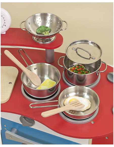 Set di Pentole Giocattolo - Acciaio Inox - 8 Pezzi