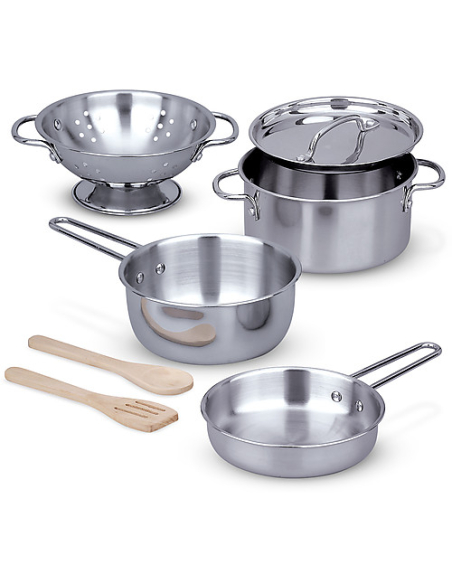 Set di Pentole Giocattolo - Acciaio Inox - 8 Pezzi