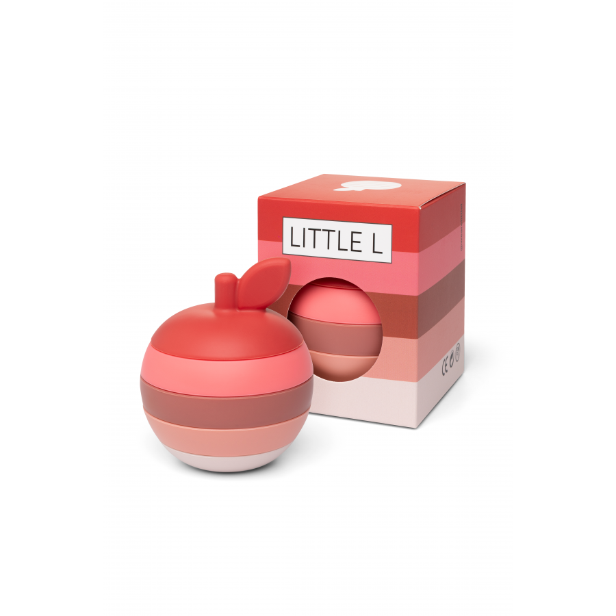 Mela impilabile in silicone rossa e rosa 2