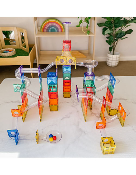 Connetix - 92 Pezzi Pista per Palline per Set di Tessere Magnetiche - Arcobaleno