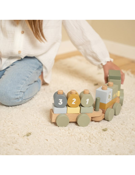 Trenino in legno impilabile Trattore Little Farm Trenino in legno impilabile Trattore Little Farm