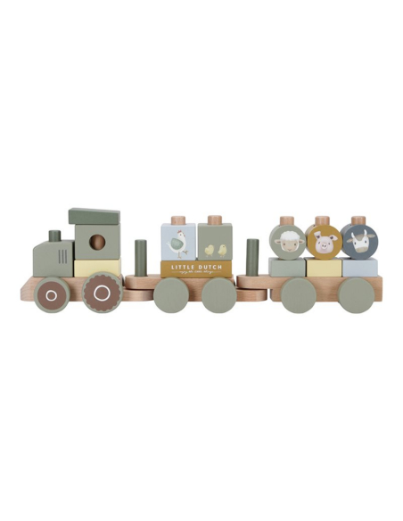 Trenino in legno impilabile Trattore Little Farm Trenino in legno impilabile Trattore Little Farm